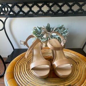 Gianni Bini Tan Ankle-Strap Platform Heels